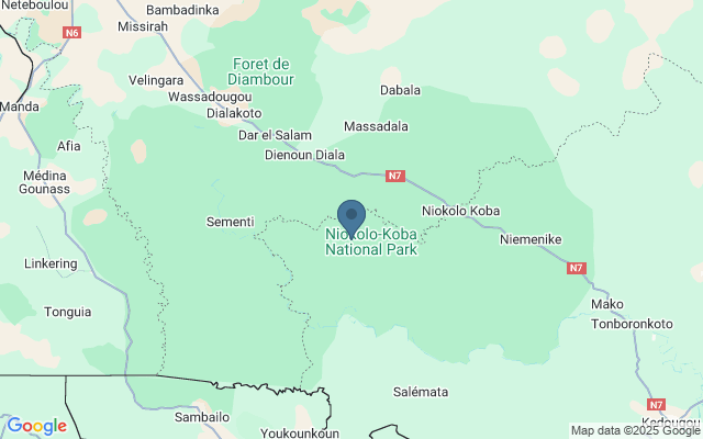 Kaart met locatie Nationaal Park Niokolo-Koba